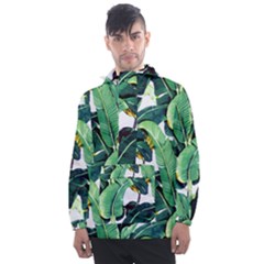 Tropical Banana Leaves Men s Front Pocket Pullover Windbreaker by goljakoff