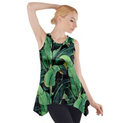 Night Tropical Banana Leaves Side Drop Tank Tunic by goljakoff