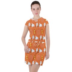 Halloween Drawstring Hooded Dress