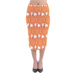 Halloween Velvet Midi Pencil Skirt