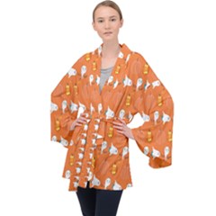 Halloween Long Sleeve Velvet Kimono 