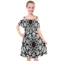 Evil Mandala  Kids  Cut Out Shoulders Chiffon Dress by MRNStudios