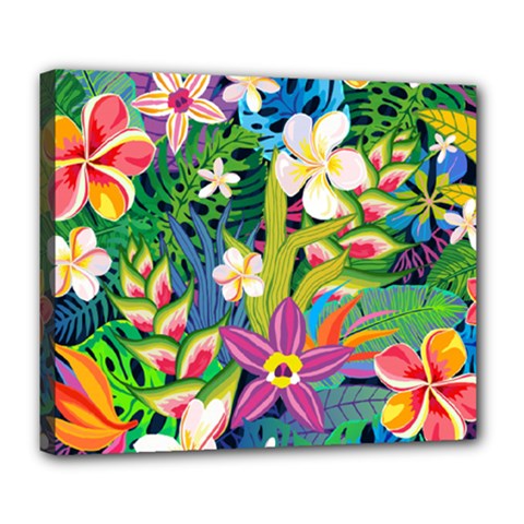 Colorful Floral Pattern Deluxe Canvas 24  X 20  (stretched) by designsbymallika