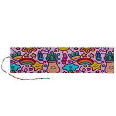 Colourful Funny Pattern Roll Up Canvas Pencil Holder (l) by designsbymallika