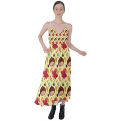 Cute Leaf Pattern Tie Back Maxi Dress by designsbymallika