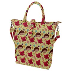 Cute Leaf Pattern Buckle Top Tote Bag by designsbymallika