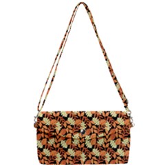 Autumn Leaves Orange Pattern Removable Strap Clutch Bag by designsbymallika