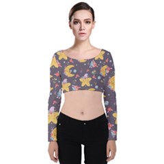 Goodnight Velvet Long Sleeve Crop Top by designsbymallika