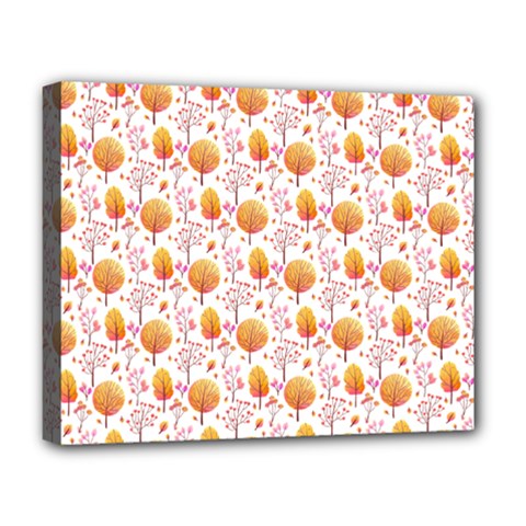 Orange Pink Tree Pattern Deluxe Canvas 20  X 16  (stretched) by designsbymallika