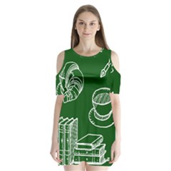 Books And Baked Goods Pattern Shoulder Cutout Velvet One Piece