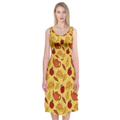 Apple Pie Pattern Midi Sleeveless Dress by designsbymallika