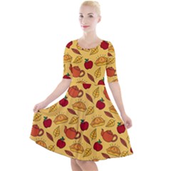 Apple Pie Pattern Quarter Sleeve A-line Dress by designsbymallika