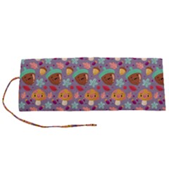 Nuts And Mushroom Pattern Roll Up Canvas Pencil Holder (s) by designsbymallika