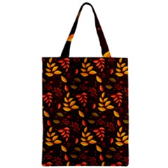 Yellow Green Orange Leaf Pattern Zipper Classic Tote Bag by designsbymallika