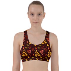 Yellow Green Orange Leaf Pattern Back Weave Sports Bra