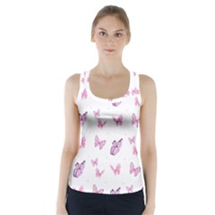 Pink Purple Butterfly Racer Back Sports Top by designsbymallika