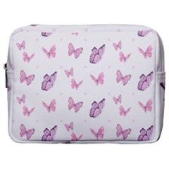 Pink Purple Butterfly Make Up Pouch (large) by designsbymallika