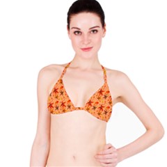 Orange Brown Leaves Bikini Top