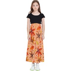 Orange Brown Leaves Kids  Skirt by designsbymallika