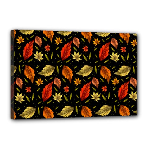 Golden Orange Leaves Canvas 18  X 12  (stretched) by designsbymallika