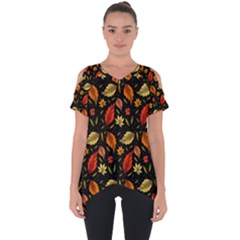 Golden Orange Leaves Cut Out Side Drop Tee