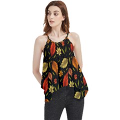 Golden Orange Leaves Flowy Camisole Tank Top