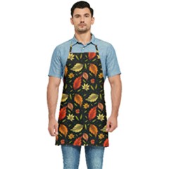 Golden Orange Leaves Kitchen Apron by designsbymallika