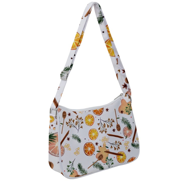 Honey Bee Pattern Zip Up Shoulder Bag