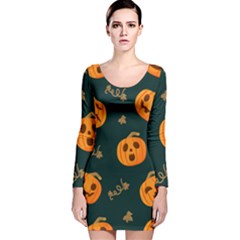 Halloween Long Sleeve Velvet Bodycon Dress