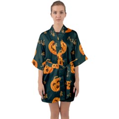 Halloween Half Sleeve Satin Kimono  by Sobalvarro