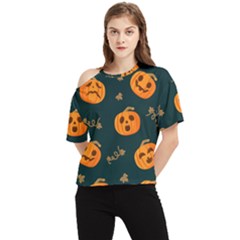 Halloween One Shoulder Cut Out Tee by Sobalvarro