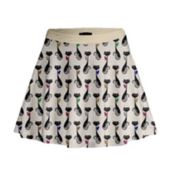 Lady Cat Pattern, Cute Cats Theme, Feline Design Mini Flare Skirt by Casemiro