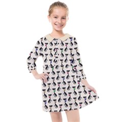 Lady Cat Pattern, Cute Cats Theme, Feline Design Kids  Quarter Sleeve Shirt Dress by Casemiro