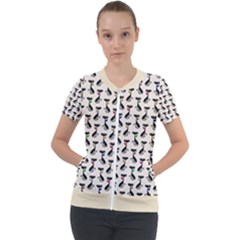 Lady Cat Pattern, Cute Cats Theme, Feline Design Short Sleeve Zip Up Jacket by Casemiro