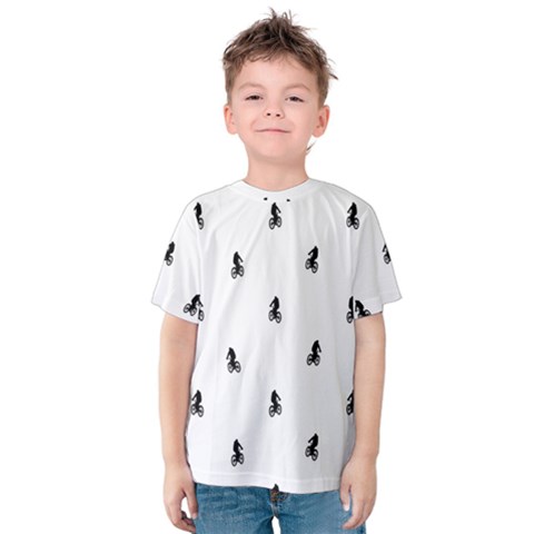 Riding Bike Motif Print Pattern Kids  Cotton Tee by dflcprintsclothing