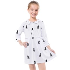 Riding Bike Motif Print Pattern Kids  Quarter Sleeve Shirt Dress by dflcprintsclothing