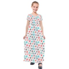 Aqua Coral Kids  Short Sleeve Maxi Dress