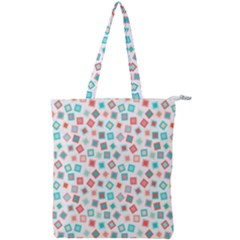 Aqua Coral Double Zip Up Tote Bag