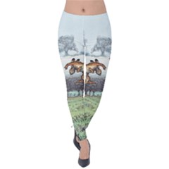 Happy Is The Hare At Morning - By Larenard Velvet Leggings by LaRenard