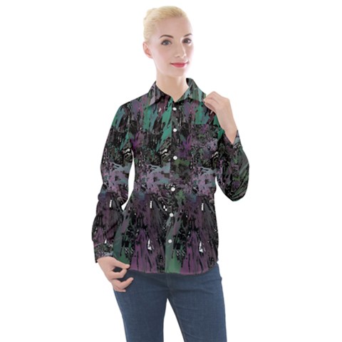 Glitched Out Women s Long Sleeve Pocket Shirt by MRNStudios