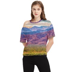 Arid Andean Landscape, La Rioja, Argentina010 One Shoulder Cut Out Tee by dflcprintsclothing