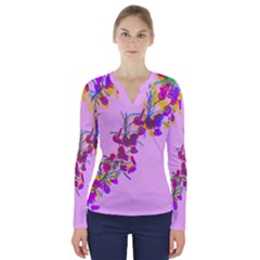 Lavender V-neck Long Sleeve Top by 1dsign