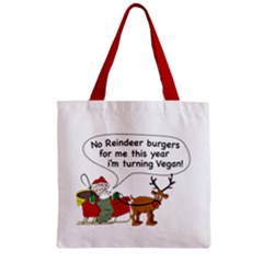 Vegan Santa Zipper Grocery Tote Bag by CuteKingdom