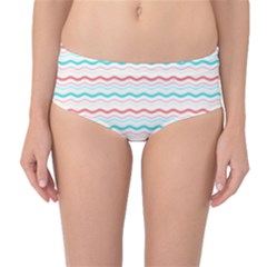 Aqua Coral Waves Mid-waist Bikini Bottoms by CuteKingdom