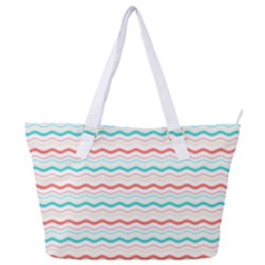 Aqua Coral Waves Full Print Shoulder Bag by CuteKingdom