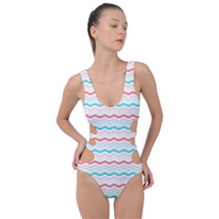 Aqua Coral Waves Side Cut Out Swimsuit