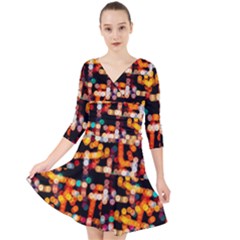 Multicolored Bubbles Print Pattern Quarter Sleeve Front Wrap Dress by dflcprintsclothing