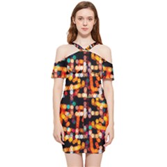 Multicolored Bubbles Print Pattern Shoulder Frill Bodycon Summer Dress by dflcprintsclothing