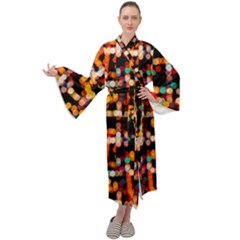 Multicolored Bubbles Print Pattern Maxi Velour Kimono