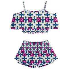 Geometric Kids  Off Shoulder Skirt Bikini